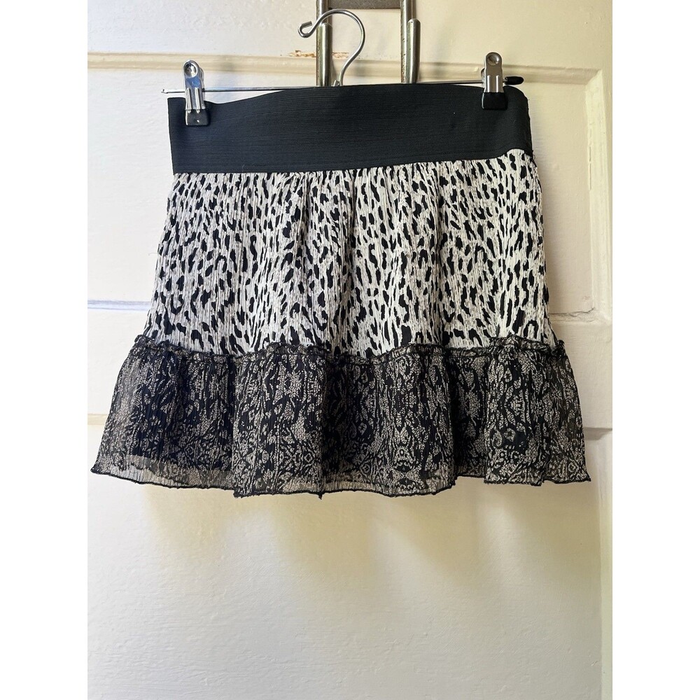 Y2K 90s Mini Skirt XS Animal Print Leopard Whimsigoth Dark Fairy Romantic Skater